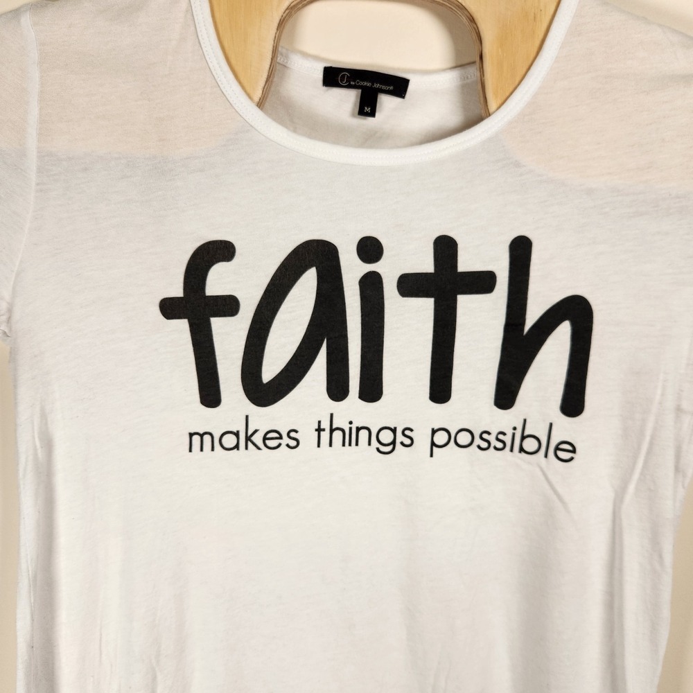Cookie Johnson Faith Makes Things Possible Graphic Tee White Modal Blend M